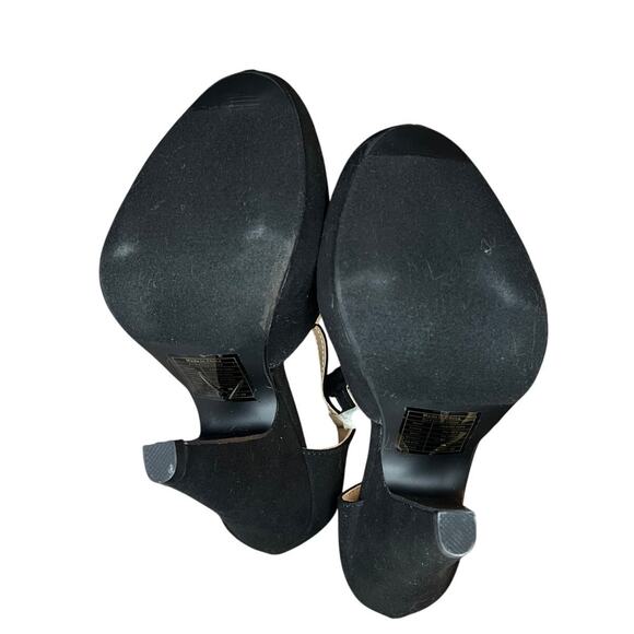 ModCloth Black Suede T Strap Platform Heels 5W Rockabilly Pinup Retro - Picture 5 of 5